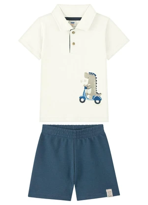 Marlan - Conjunto Bebê Camisa Polo e Bermuda Bege - MARLAN