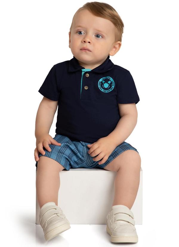 Marlan - Conjunto Bebê Camisa Polo e Bermuda Summer Azul