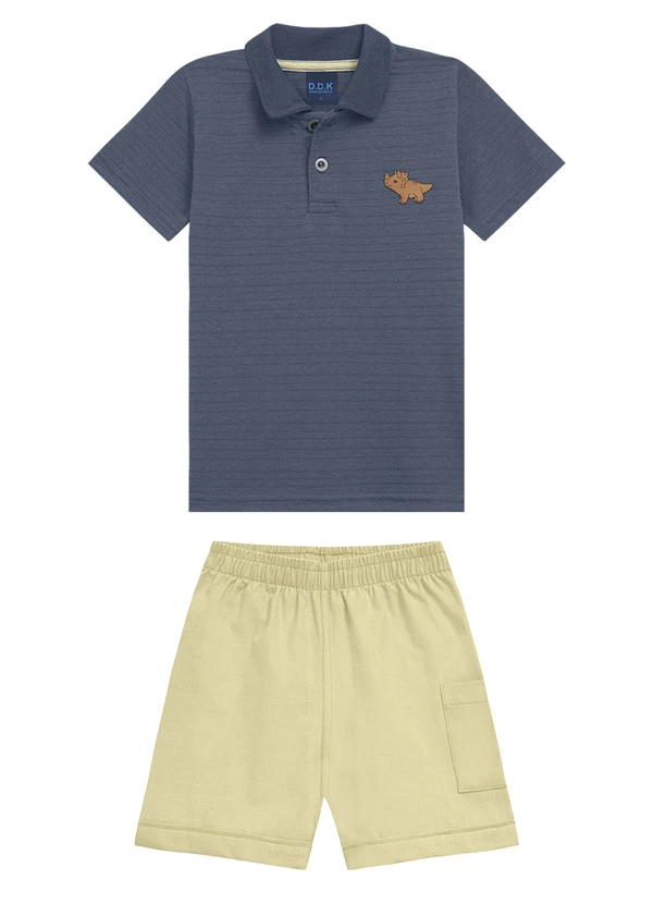 Ddk - Conjunto Bebê Camisa Polo Retilínea Azul