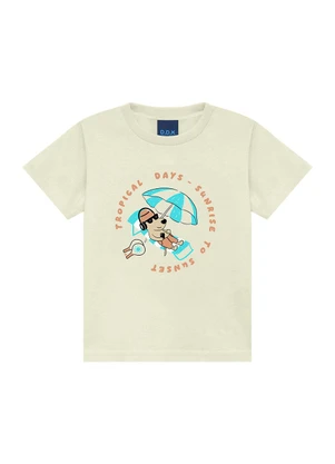 Ddk - Conjunto Bebê Camiseta Cachorro e Bermuda  Bege - DDK
