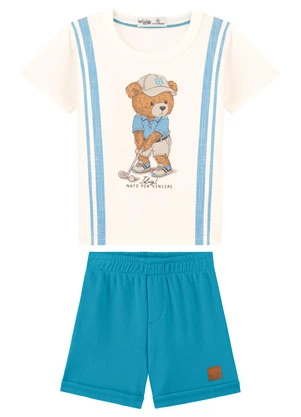 Ioluig - Conjunto Bebê Camiseta de Algodão e Bermuda Bege - IOLUIG