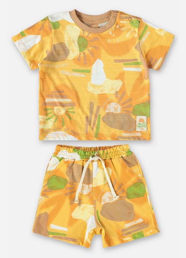 Up Baby - Conjunto Bebê Camiseta e Bermuda Amarelo