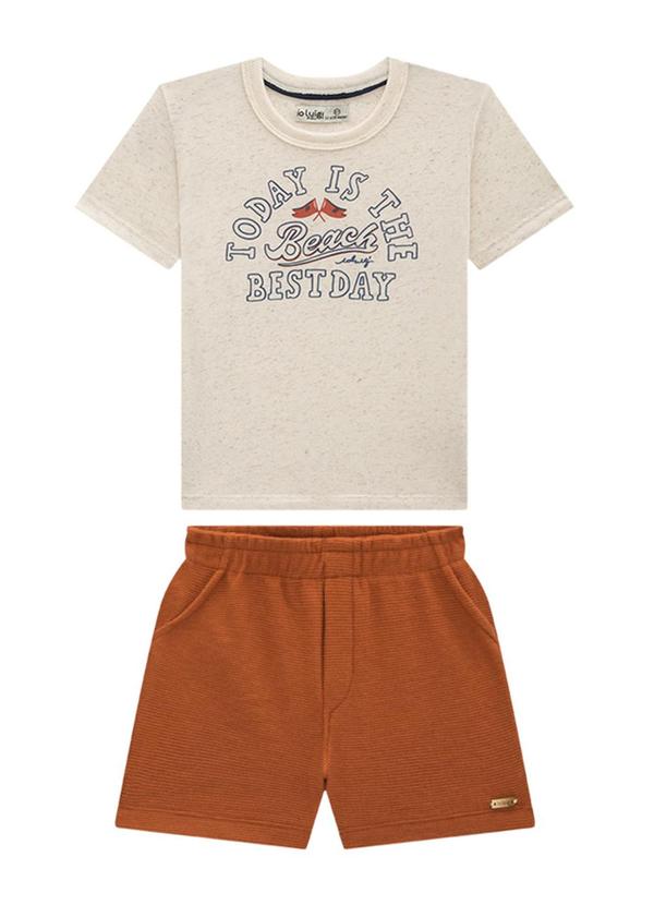 Ioluig - Conjunto Bebê Camiseta e Bermuda Best Day Bege 2
