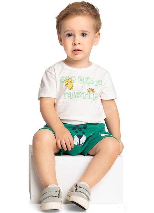Marlan - Conjunto Bebê Camiseta e Bermuda Big Bear Bege