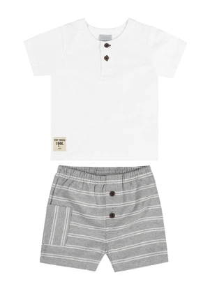 Quimby - Conjunto Bebê Camiseta e Bermuda Branco - QUIMBY