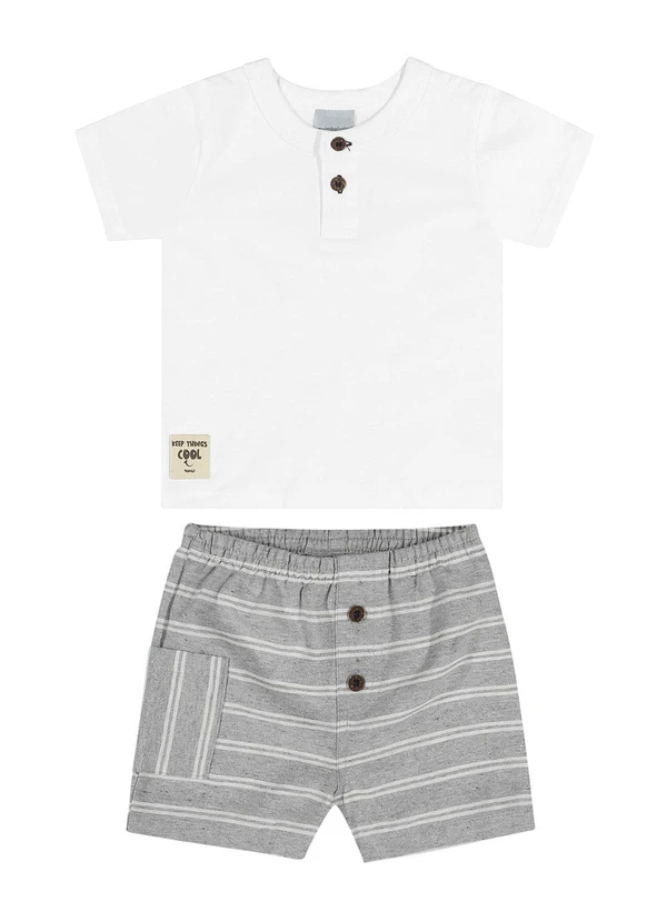 Quimby - Conjunto Bebê Camiseta e Bermuda Branco