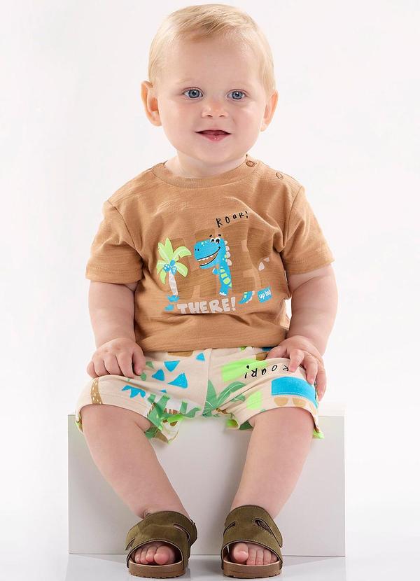 Up Baby - Conjunto Bebê Camiseta e Bermuda Marrom