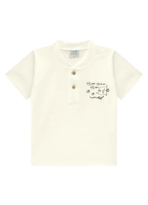 Marlan - Conjunto Bebê Camiseta e Bermuda Moletinho Bege - MARLAN