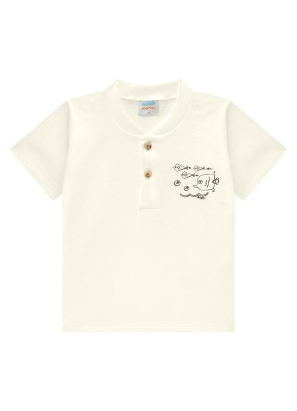 Marlan - Conjunto Bebê Camiseta e Bermuda Moletinho Bege