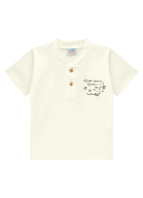 Marlan - Conjunto Bebê Camiseta e Bermuda Moletinho Bege