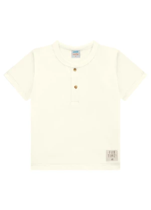 Marlan - Conjunto Bebê Camiseta e Bermuda Moletinho Bege - MARLAN