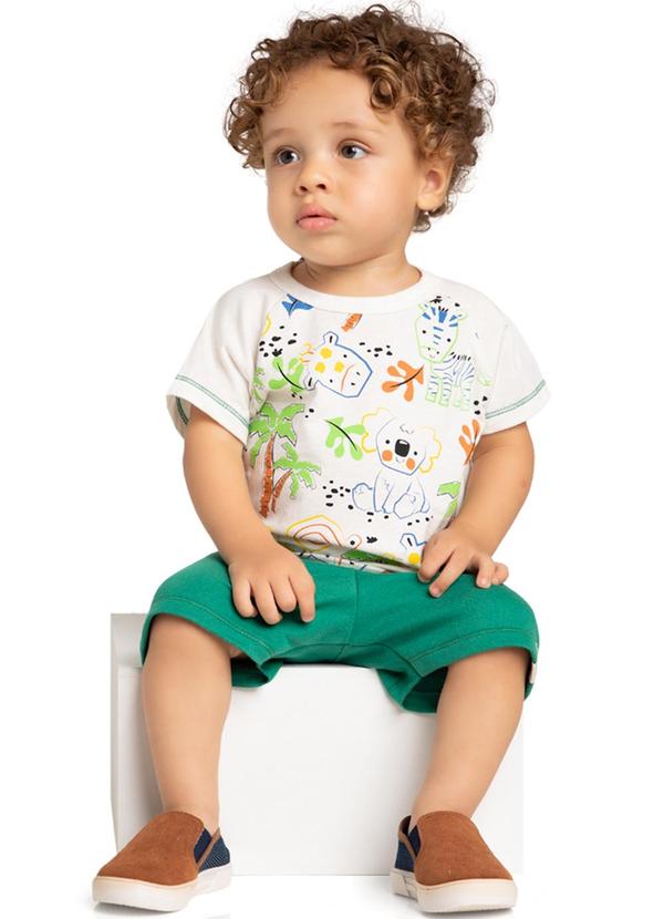 Marlan - Conjunto Bebê Camiseta e Bermuda Natureza Bege