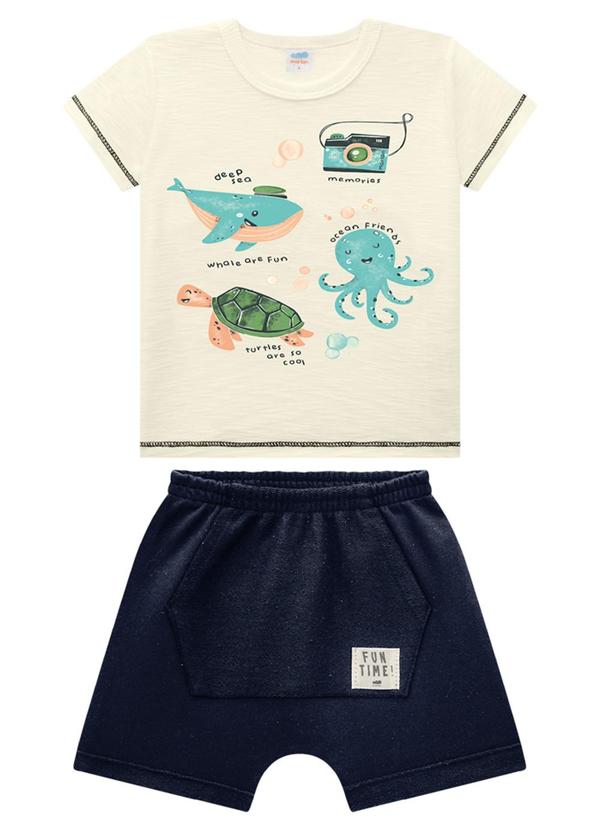 Marlan - Conjunto Bebê Camiseta e Bermuda Oceano Bege 2