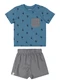 Quimby - Conjunto Bebê Camiseta e Bermuda Azul - variação: Azul