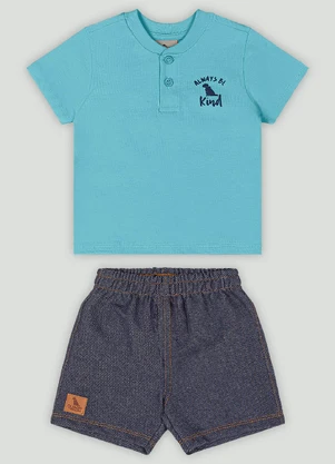 Conjunto Bebê Camiseta e Bermuda Quimby Azul - QUIMBY