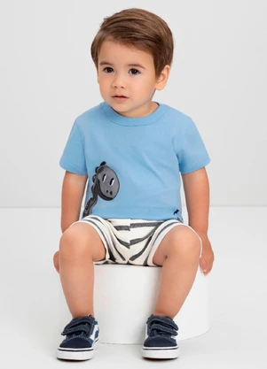 Conjunto Bebê Camiseta e Bermuda Quimby Azul - QUIMBY