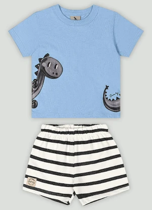 Conjunto Bebê Camiseta e Bermuda Quimby Azul - QUIMBY