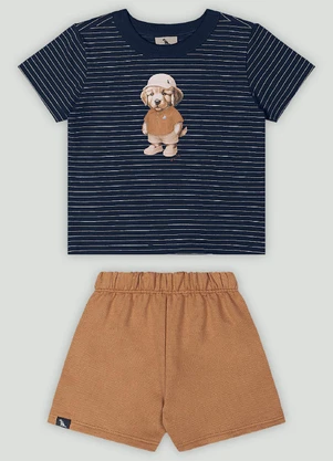 Conjunto Bebê Camiseta e Bermuda Quimby Azul - QUIMBY