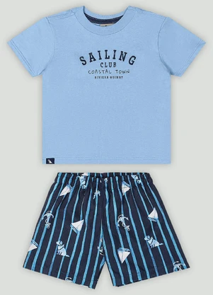 Conjunto Bebê Camiseta e Bermuda Quimby Azul - QUIMBY