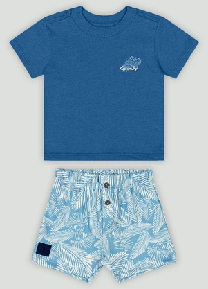 Conjunto Bebê Camiseta e Bermuda Quimby Azul - QUIMBY