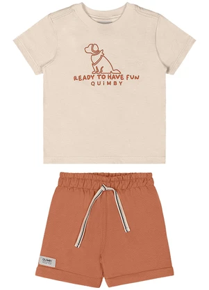Conjunto Bebê Camiseta e Bermuda Quimby Bege - QUIMBY