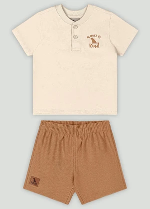 Conjunto Bebê Camiseta e Bermuda Quimby Bege - QUIMBY