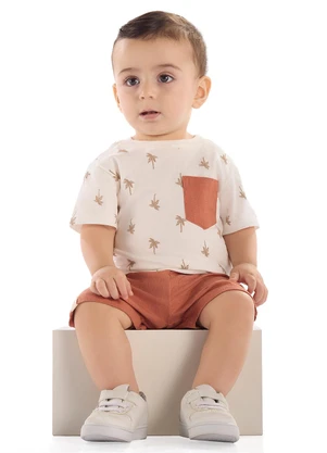 Conjunto Bebê Camiseta e Bermuda Quimby Branco - QUIMBY