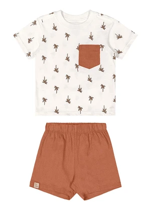 Conjunto Bebê Camiseta e Bermuda Quimby Branco - QUIMBY
