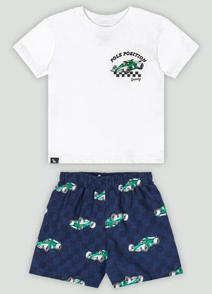 Conjunto Bebê Camiseta e Bermuda Quimby Branco - QUIMBY