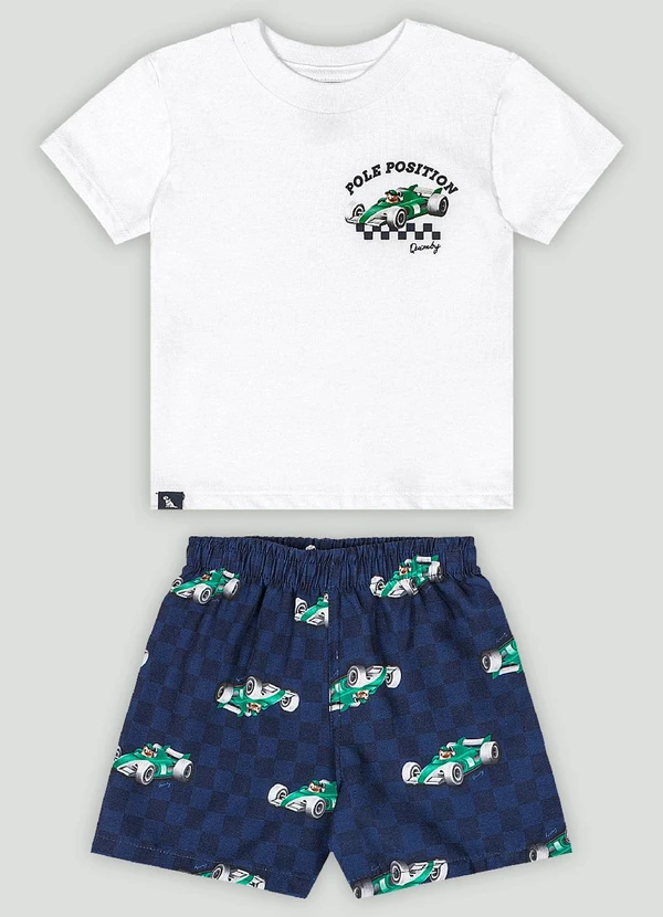 Quimby - Conjunto Bebê Camiseta e Bermuda Quimby Branco