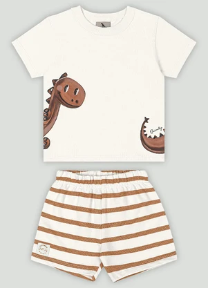 Conjunto Bebê Camiseta e Bermuda Quimby Branco - QUIMBY