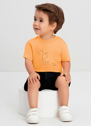 Conjunto Bebê Camiseta e Bermuda Quimby Laranja - QUIMBY