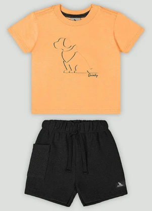 Conjunto Bebê Camiseta e Bermuda Quimby Laranja - QUIMBY