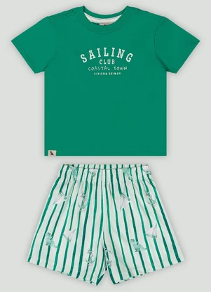 Conjunto Bebê Camiseta e Bermuda Quimby Verde - QUIMBY