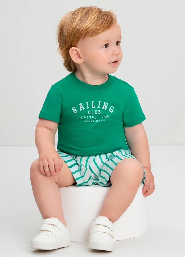 Quimby - Conjunto Bebê Camiseta e Bermuda Quimby Verde