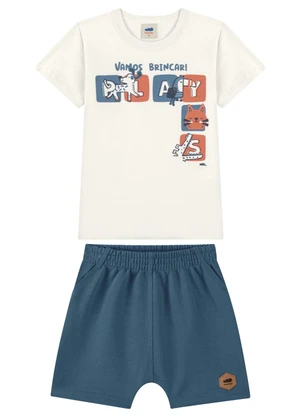 Marlan - Conjunto Bebê Camiseta e Bermuda Sarouel Bege - MARLAN