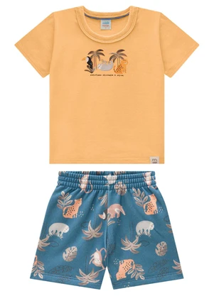 Marlan - Conjunto Bebê Camiseta e Bermuda Tropi Laranja - MARLAN
