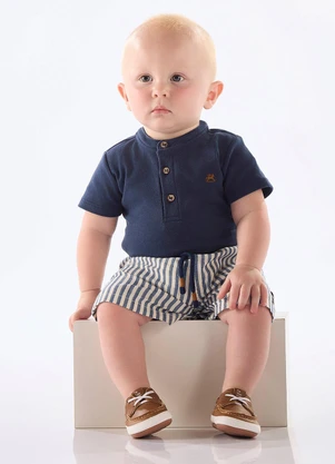 Up Baby - Conjunto Bebê Camiseta e Bermuda Azul - UP BABY