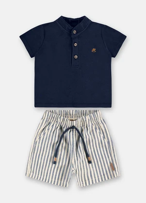 Up Baby - Conjunto Bebê Camiseta e Bermuda Azul - UP BABY