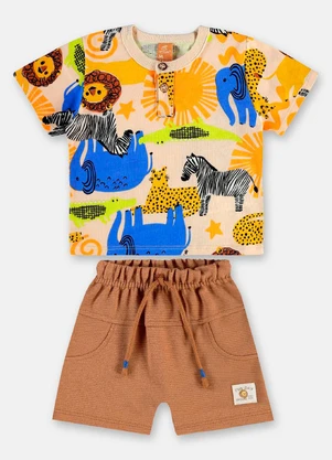 Up Baby - Conjunto Bebê Camiseta e Bermuda Branco - UP BABY