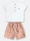 Up Baby - Conjunto Bebê Camiseta e Bermuda Azul - variação: Branco
