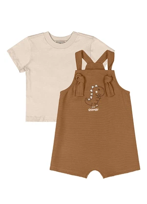 Quimby - Conjunto Bebê Camiseta e Jardineira Bege - QUIMBY