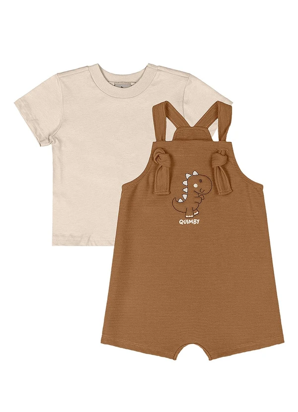 Quimby - Conjunto Bebê Camiseta e Jardineira Bege 2