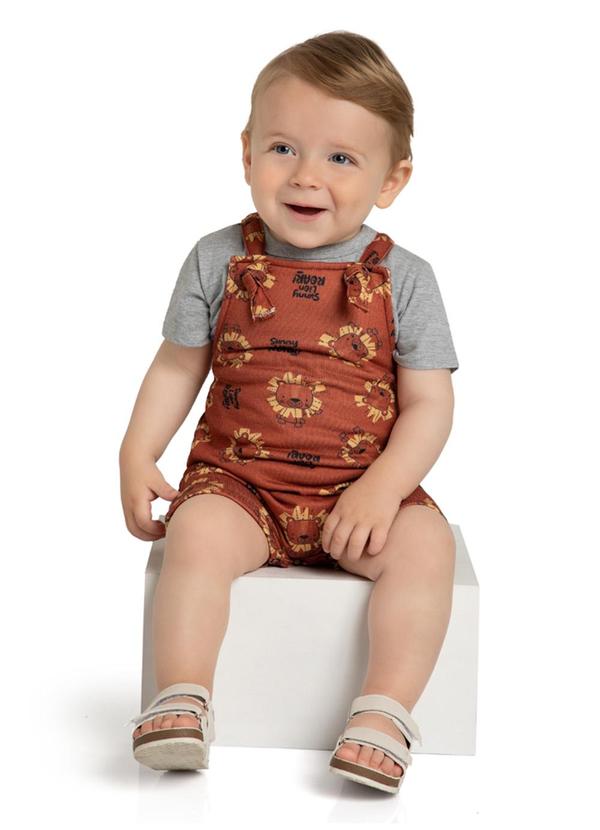 Marlan - Conjunto Bebê Camiseta e Jardineira Sunny Marrom
