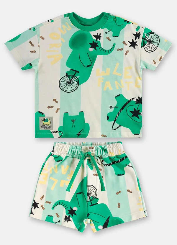 Três e Já - Conjunto Bebê Camiseta e Short Branco 2