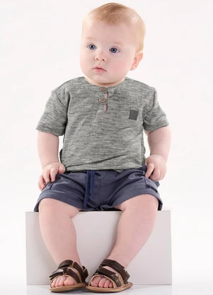 Up Baby - Conjunto Bebê com Bata e Bermuda Verde - UP BABY