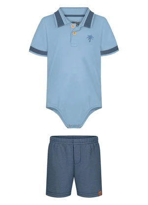 Alakazoo - Conjunto Bebê com Bermuda e Body Azul - ALAKAZOO