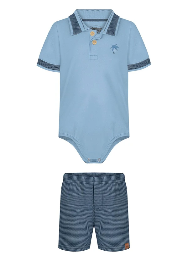 Alakazoo - Conjunto Bebê com Bermuda e Body Azul