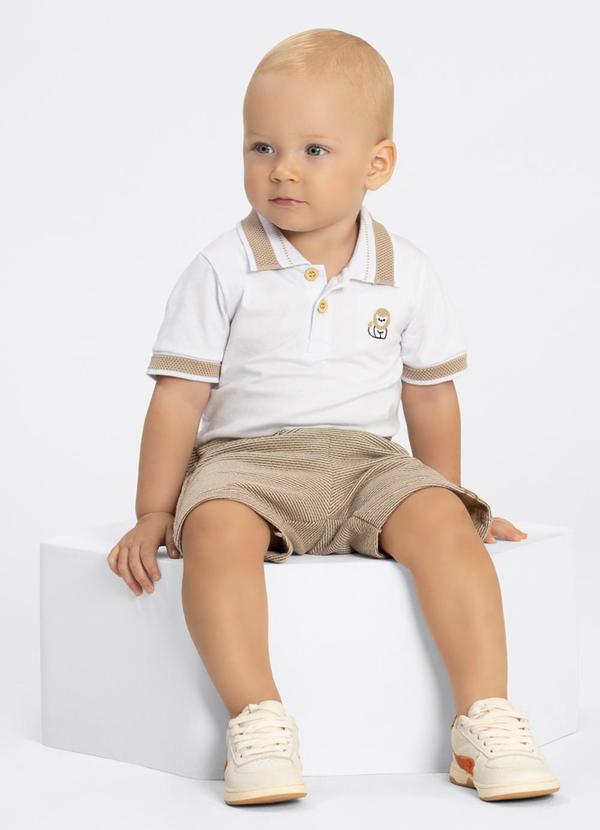 Alakazoo - Conjunto Bebê com Bermuda e Body Branco