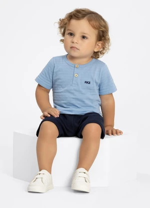 Alakazoo - Conjunto Bebê com Bermuda e Camisa Azul - ALAKAZOO